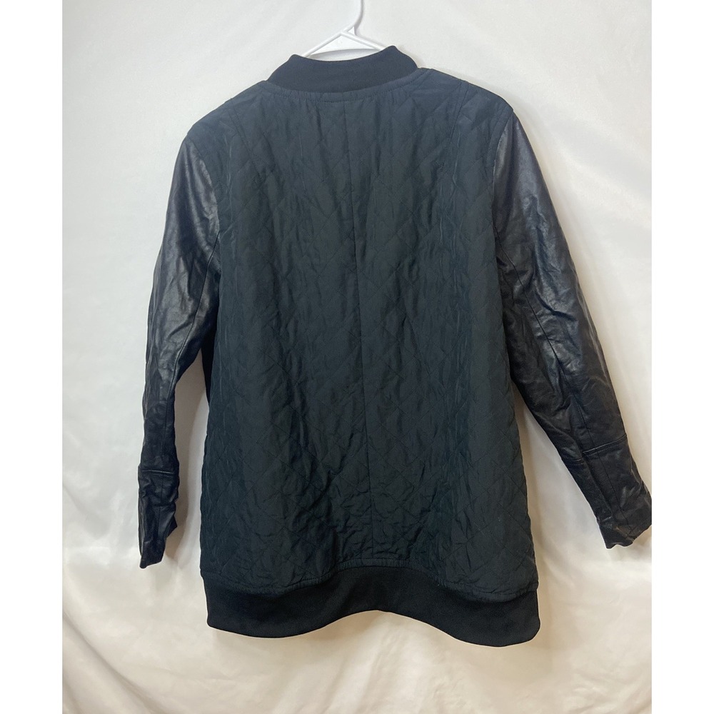 DKNY Jeans Womens Quilted Bomber Jacket Coat Moto Zip Front Long Sleeve Black XL - Picture 5 of 16